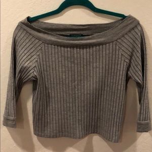 Off-the-shoulder grey Topshop shirt